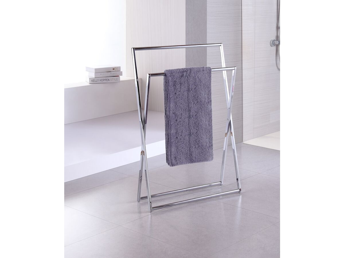 Cream Freestanding Towel Rail / Wooden Towel Rail Rack Bamboo