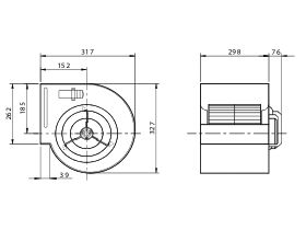 Technical Drawing - Kruger Centrifugal Fan KDD9/9T 550W4P-1 3S