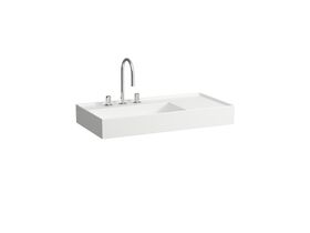 LAUFEN Kartell Wall/Counter Left Hand Basin 1 Tap Hole 900x460 with Fixing Bolts White