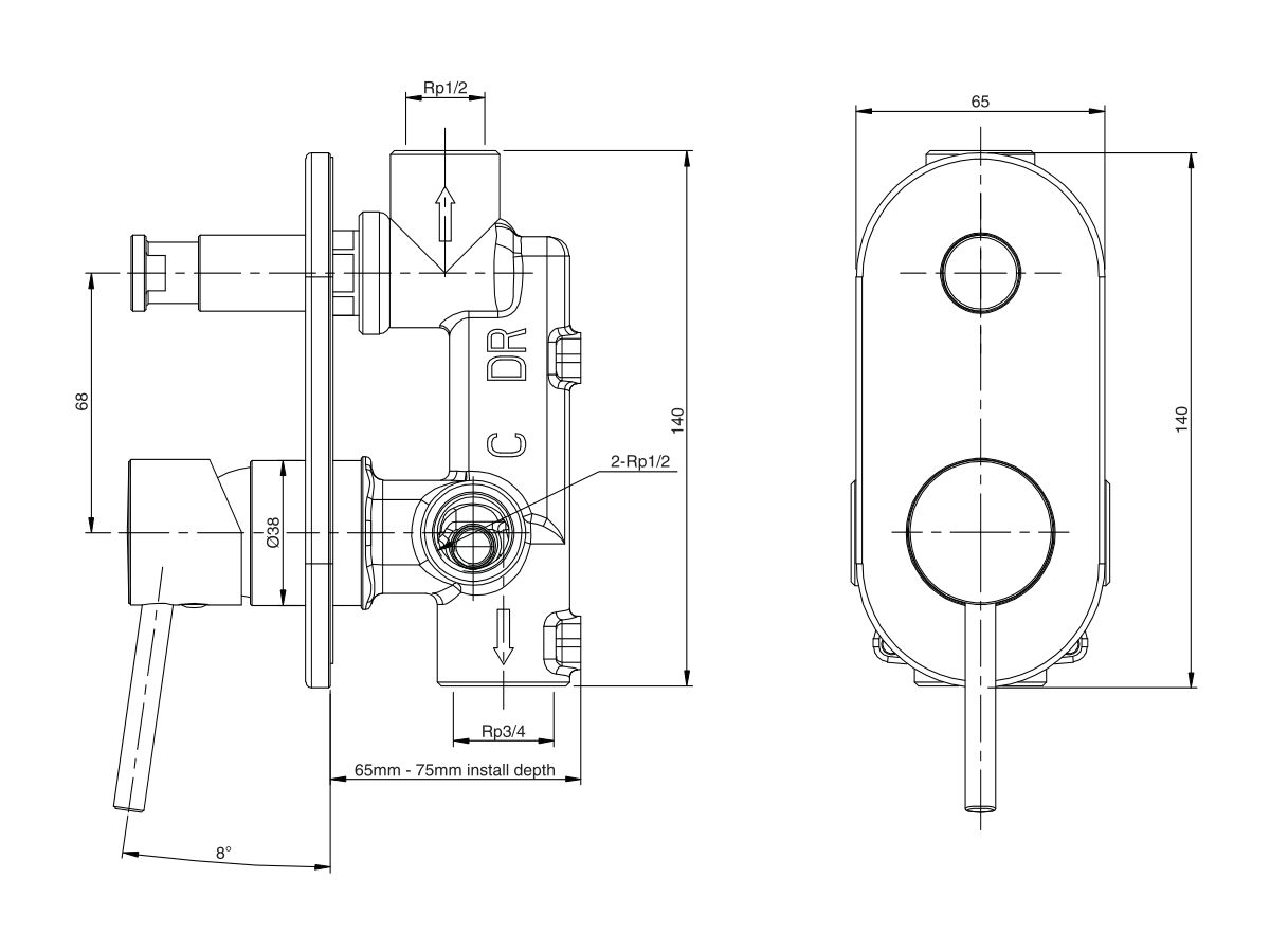 Mizu Drift MK2 Shower Mixer Kit with Diverter Chrome from Reece