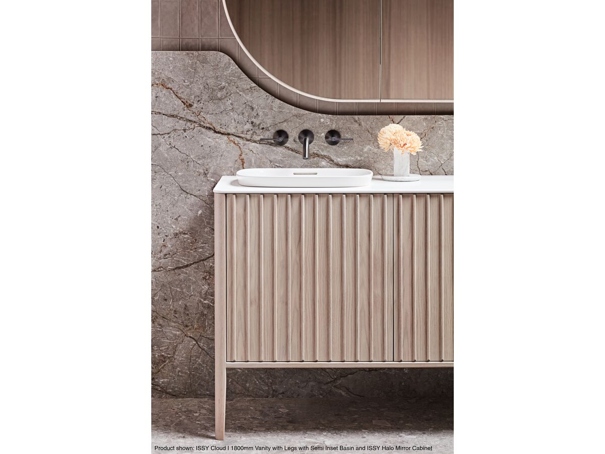 ISSY Cloud I 1800mm Vanity with Legs with Semi Inset Basin and ISSY Halo Mirror Cabinet