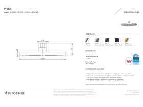 Specification Sheet - Phoenix Vivid Round Shower Rose 230mm (5 Star)