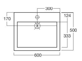 Porcher Quatre Above Counter Basin 1TH 600mm White