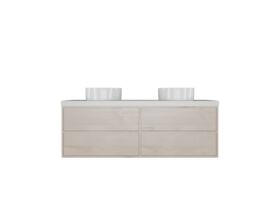 Kado Aspect Wall Hung Vanity Unit 1500mm Double Bowl 4 Drawer Corian 50mm Top