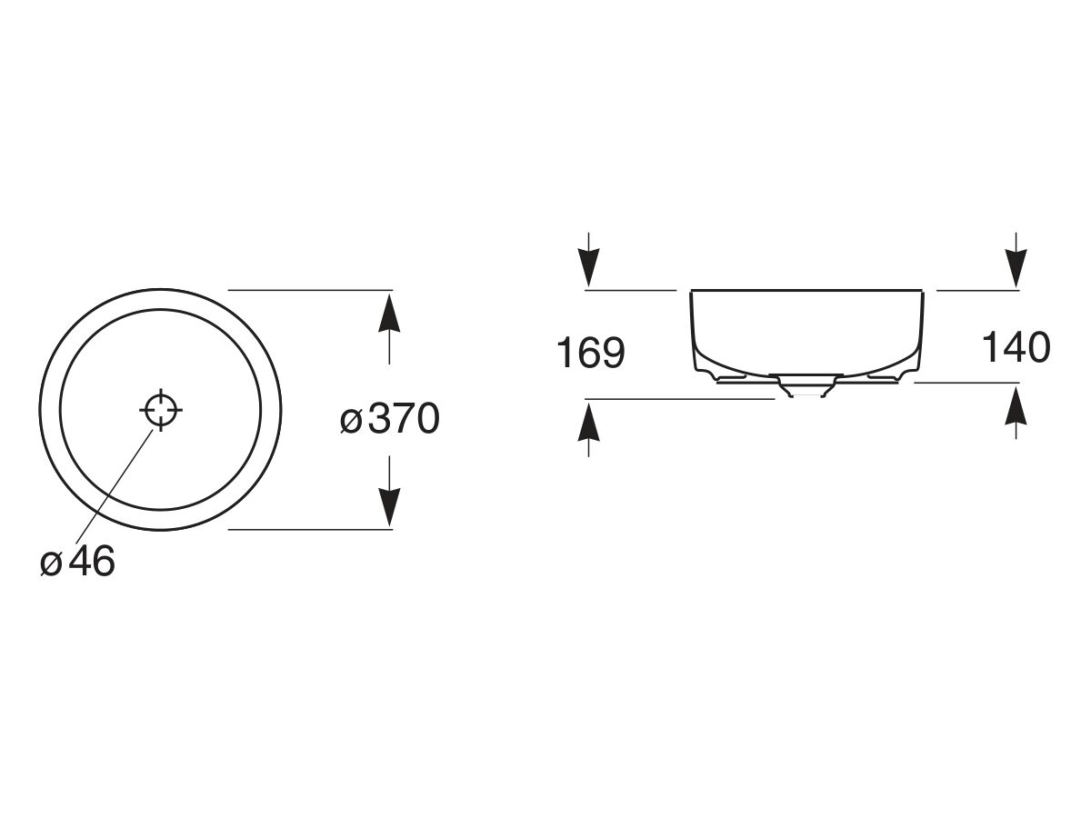 Roca Inspira Round Vessel No Taphole 370mm White from Reece