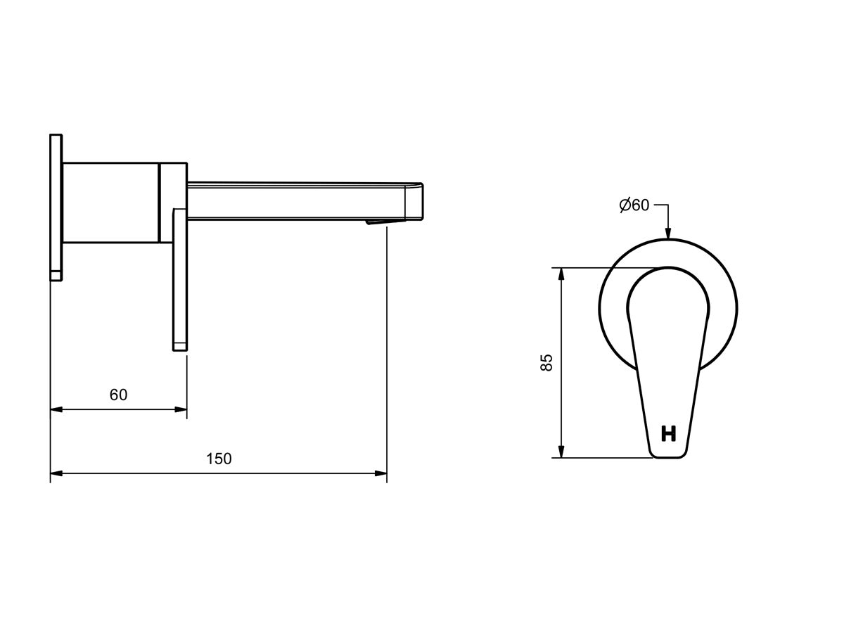 Ram Yeva Wall Basin Set 150mm Chrome (6 Star)