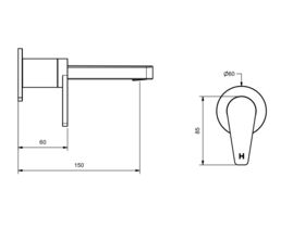 Ram Yeva Wall Basin Set 150mm Chrome (6 Star)