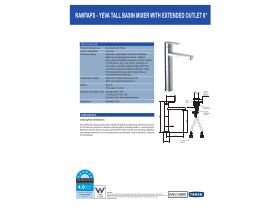 Technical Guide - Yeva Tall Basin Mixer with Extended Outlet 160mm Chrome (6 Star)