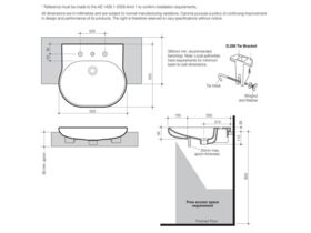 Opal Sole Semi Recessed Basin without Overflow No Taphole 550mm White