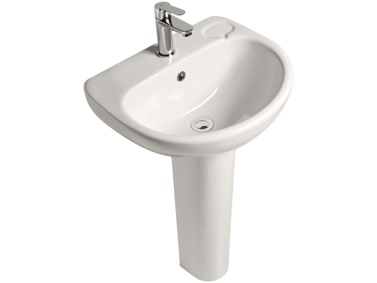 American Standard Studio Basin and Pedestal One Taphole 500mm White from Reece