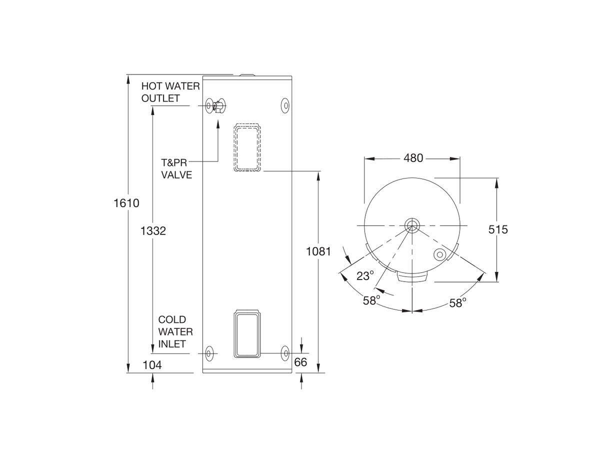 Rheem 160L 3.6 kW Twin Element Electric Hot Water System from Reece