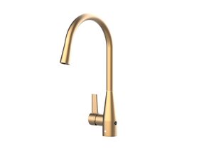 Memo Sia Sensor Gooseneck Sink Mixer Tap Dual Function Left Hand Lever Brushed Brass (4 Star)