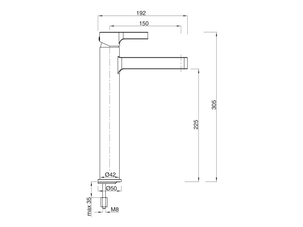 Mizu Stream Extended Basin Mixer Tap Brushed Nickel (5 Star) from Reece