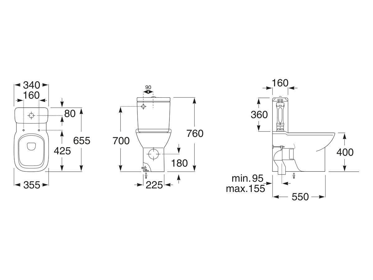 Roca Debba Close Coupled Back To Wall Back Inlet Toilet Suite with MK2