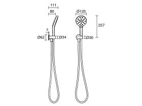 Technical Drawing - Milli Marq Edit Hand Shower on Bracket (3 Star)