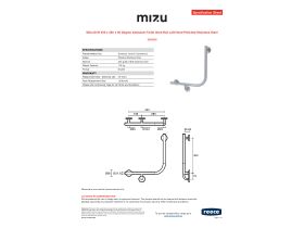 Specification Sheet - Mizu Drift 450 x 450 x 90 Degree Ambulant Toilet Grab Rail Left Hand Polished Stainless Steel