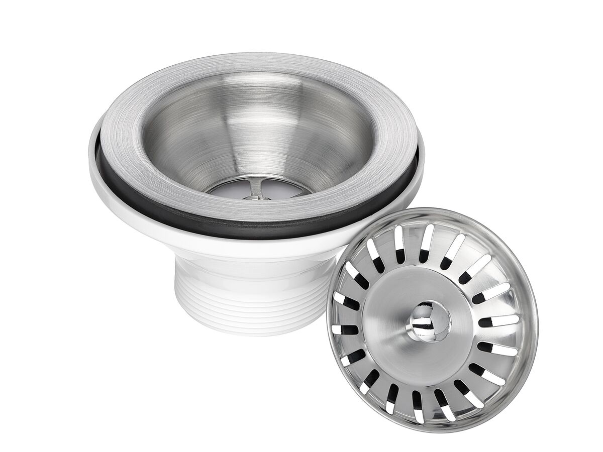 Posh Basket Waste Plug 90 x 50mm Brushed Stainless Steel