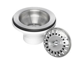 Posh Basket Waste Plug 90 x 50mm Brushed Stainless Steel