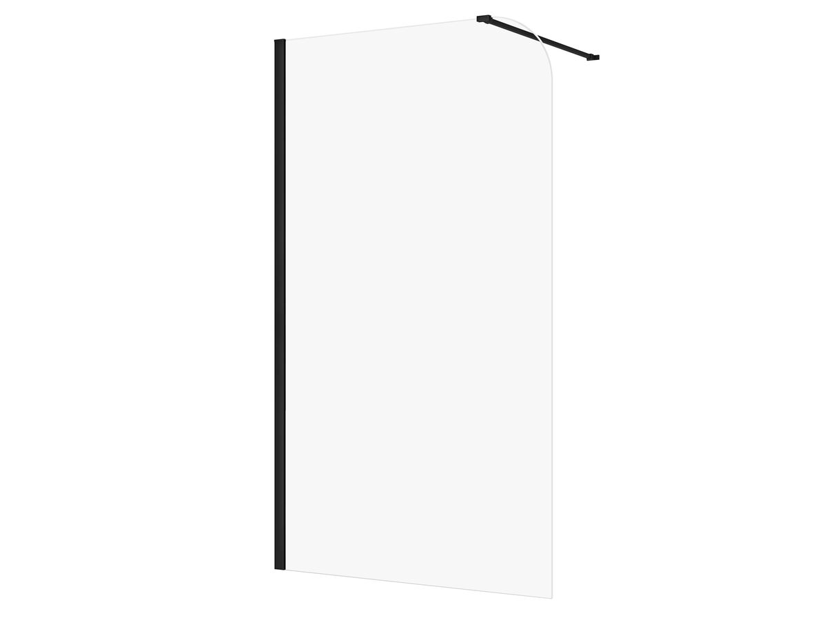 Hero - Kado Lux Frameless Curved Panel with Wall Channel Clear Glass 1200mm Matte Black