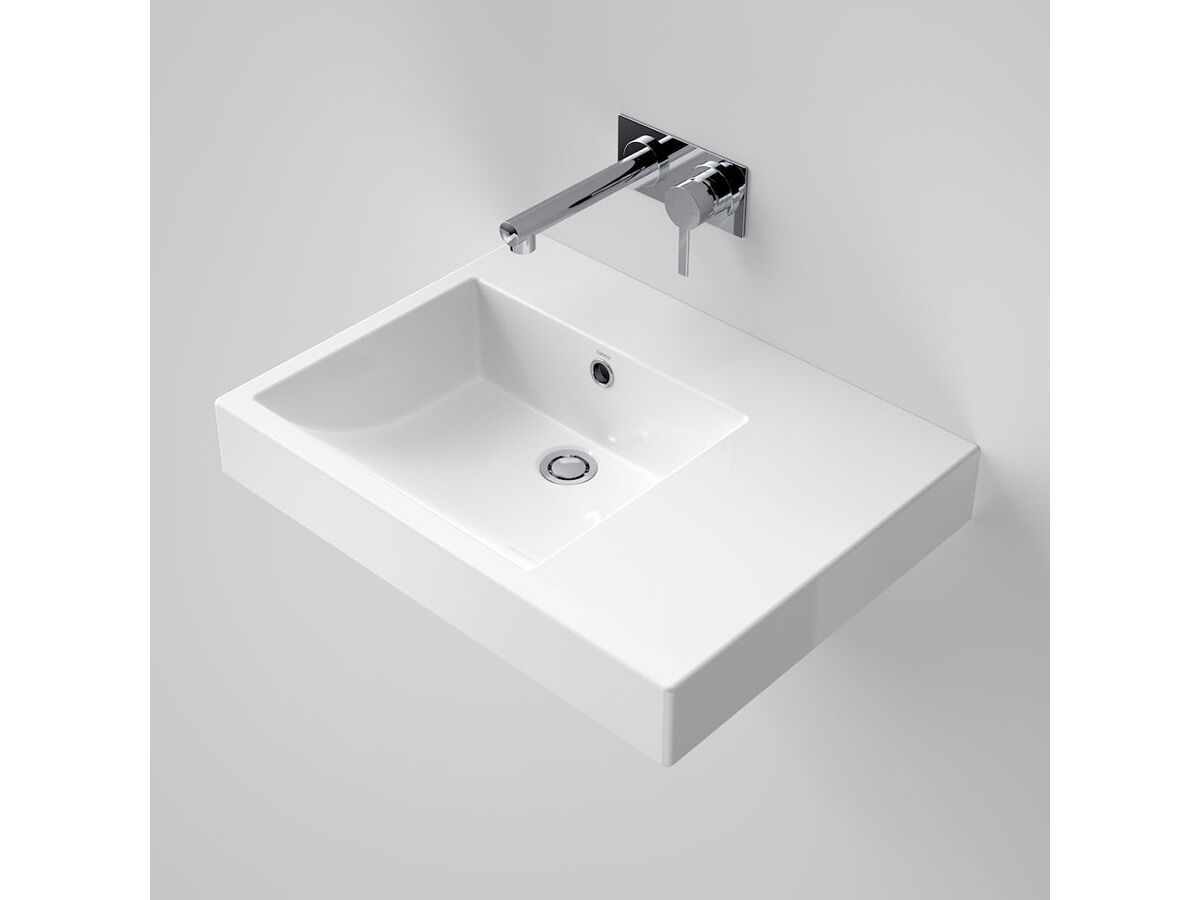 Caroma Liano Nexus Wall Basin Right Hand Shelf with Overflow No Taphole 600mm White