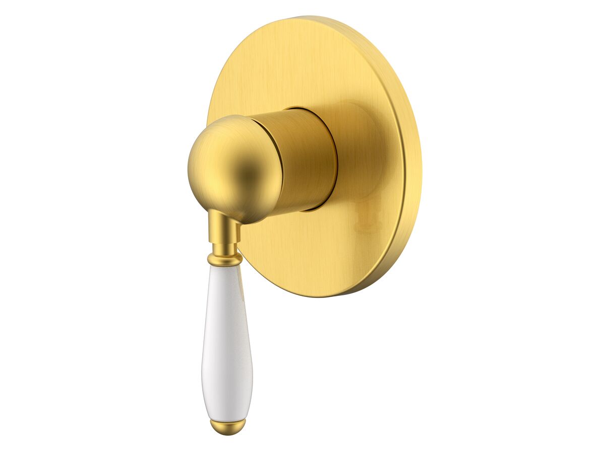 Milli Voir Shower Mixer Porcelain Handle Brushed Gold