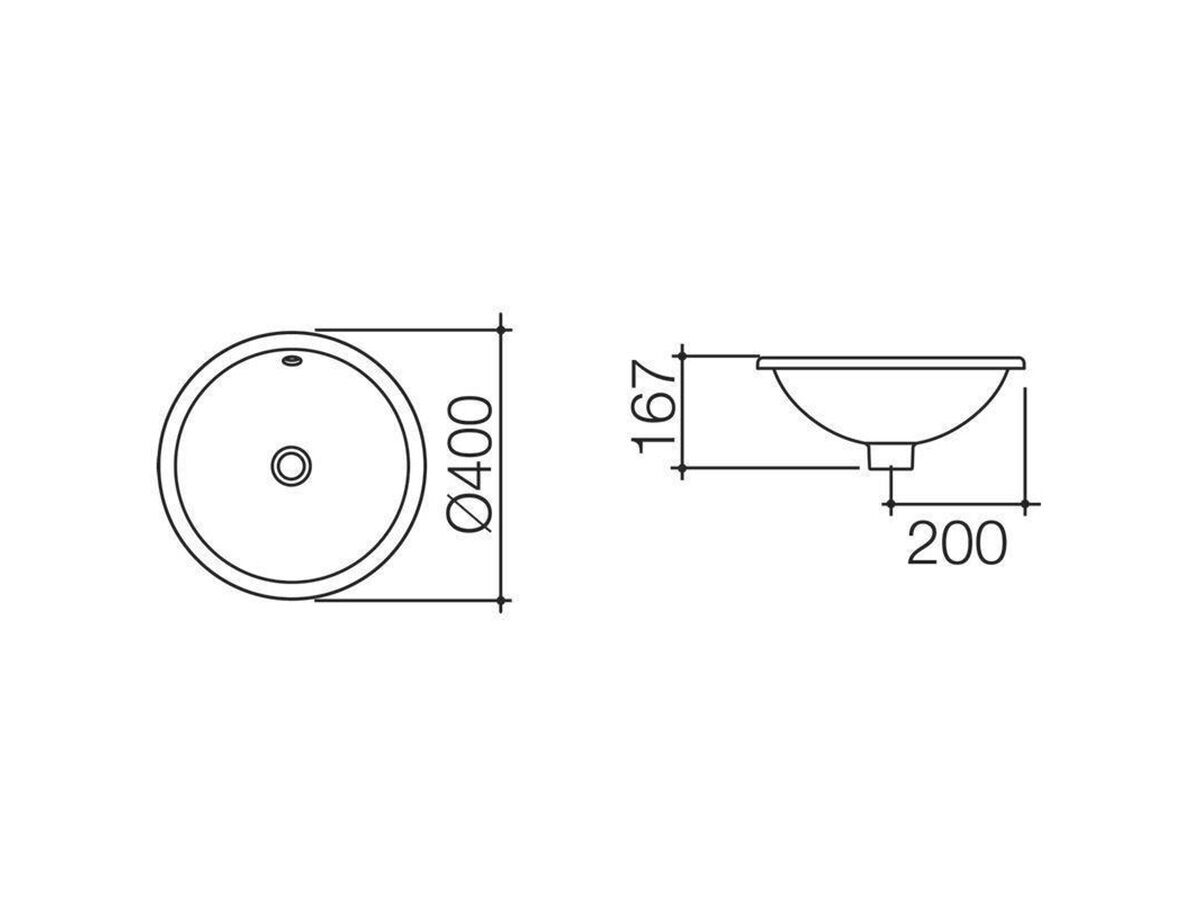 Caroma Cosmo Undercounter/Overcounter Basin with Overflow No Taphole