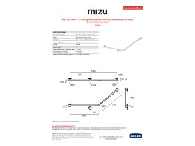 Specification Sheet - Mizu Drift 840 x 715 x 40 Degree Accessible Toilet Grab Rail Modular Left Hand Brushed Stainless Steel