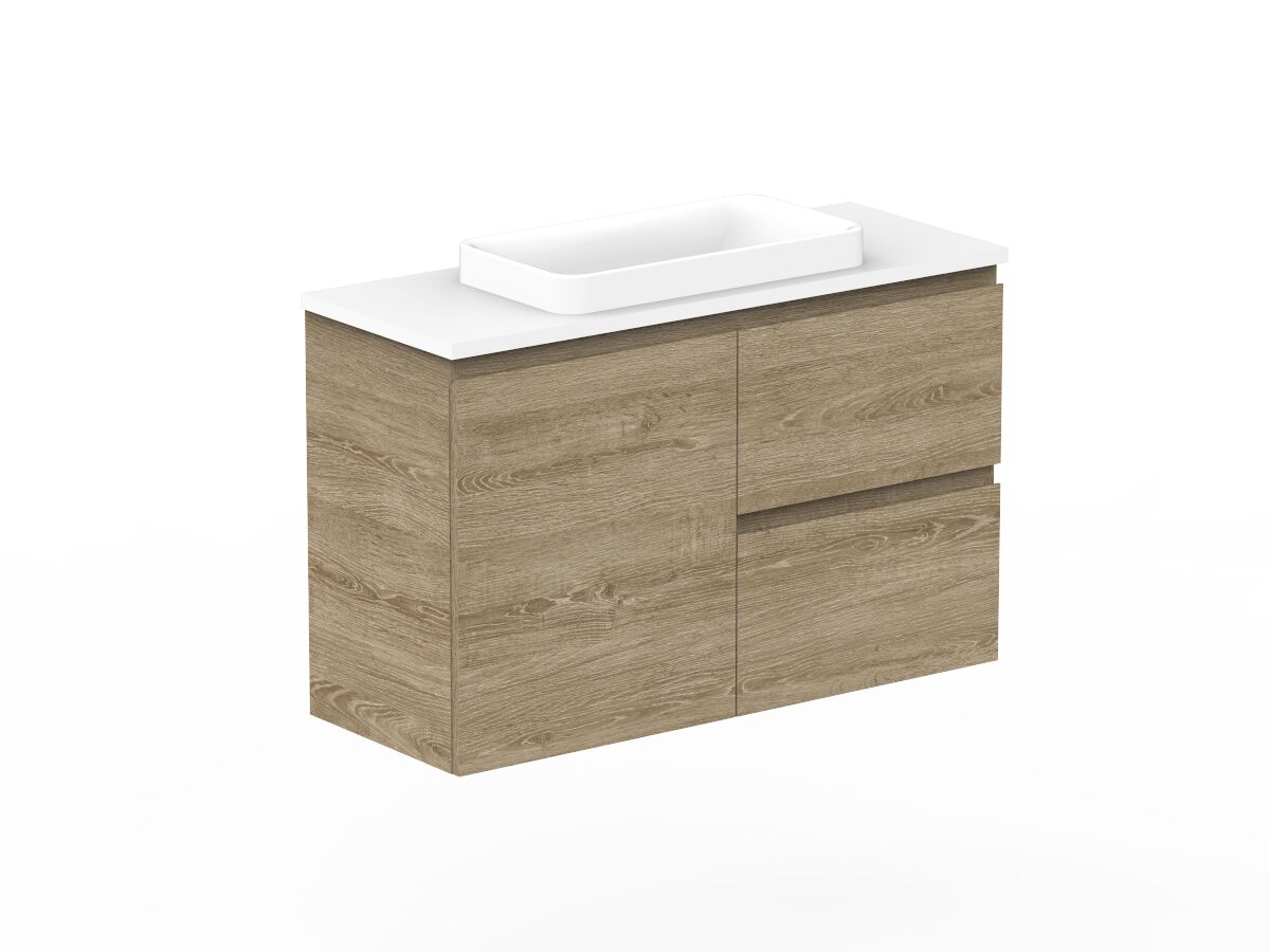 Posh Domaine 900mm Ensuite Wall Hung Vanity Unit Cherry Pie Top (no basin) from Reece