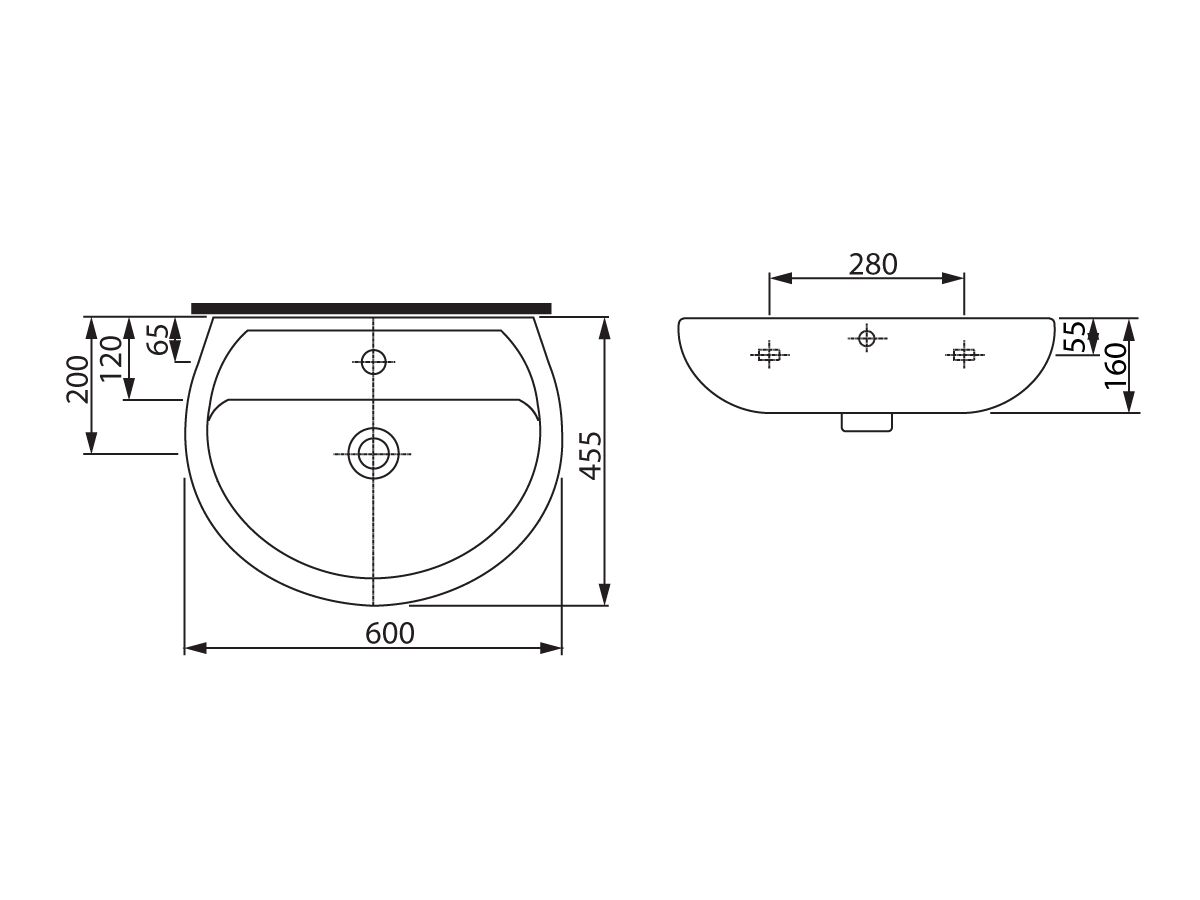 Kolo Rekord 600 Basin with Overflow 1 Taphole