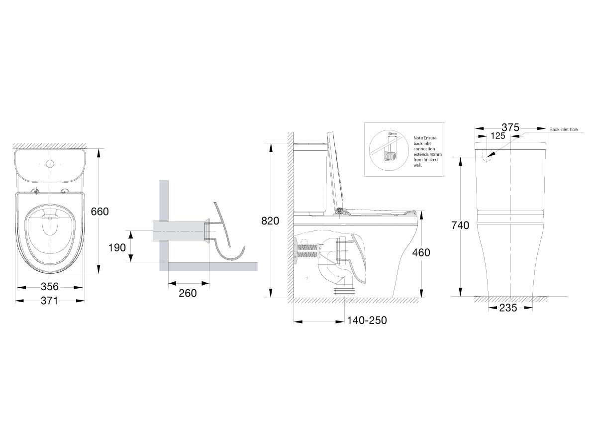 American Standard Cygnet Overheight Close Coupled Back to Wall Back Inlet Toilet Suite with a Soft Close Quick Release White Seat (4 Star)