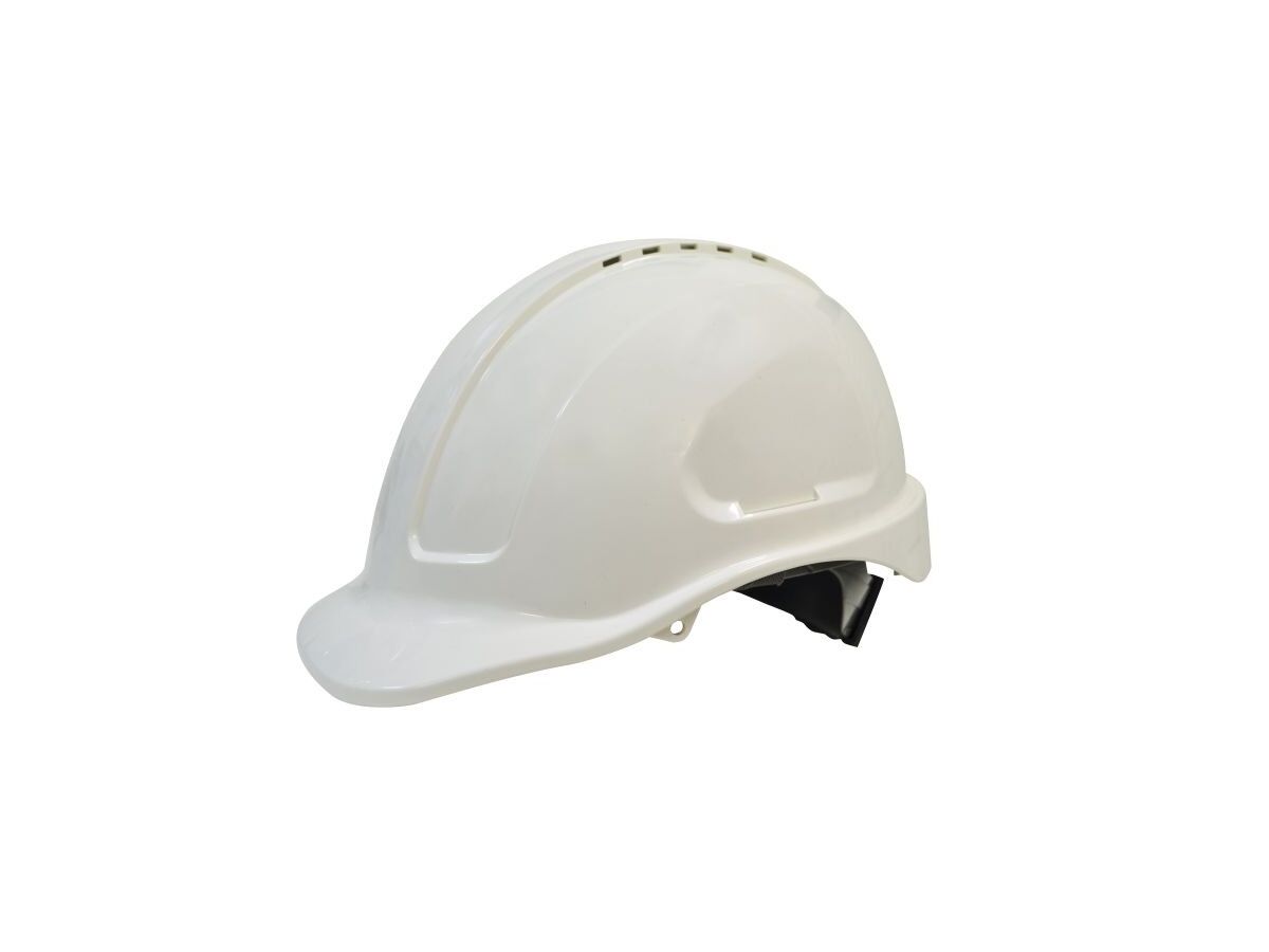 White Vented Hard Hat - Ratchet Harness