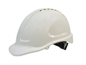 White Vented Hard Hat - Ratchet Harness