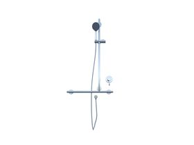 4 Star Stainless Steel / Chrome Twin Rail with Handset, Hose & Elbow & Mixer