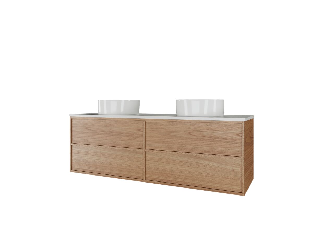 Kado Aspect Wall Hung Vanity Unit 1500mm Double Bowl 4 Drawer Corian 20mm Top