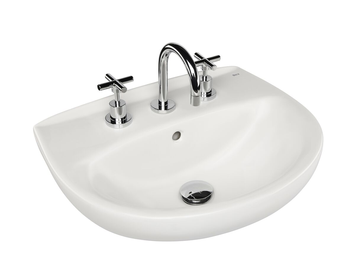 Victoria Wall Basin with Fixing Bolts 520mm 3 Taphole White