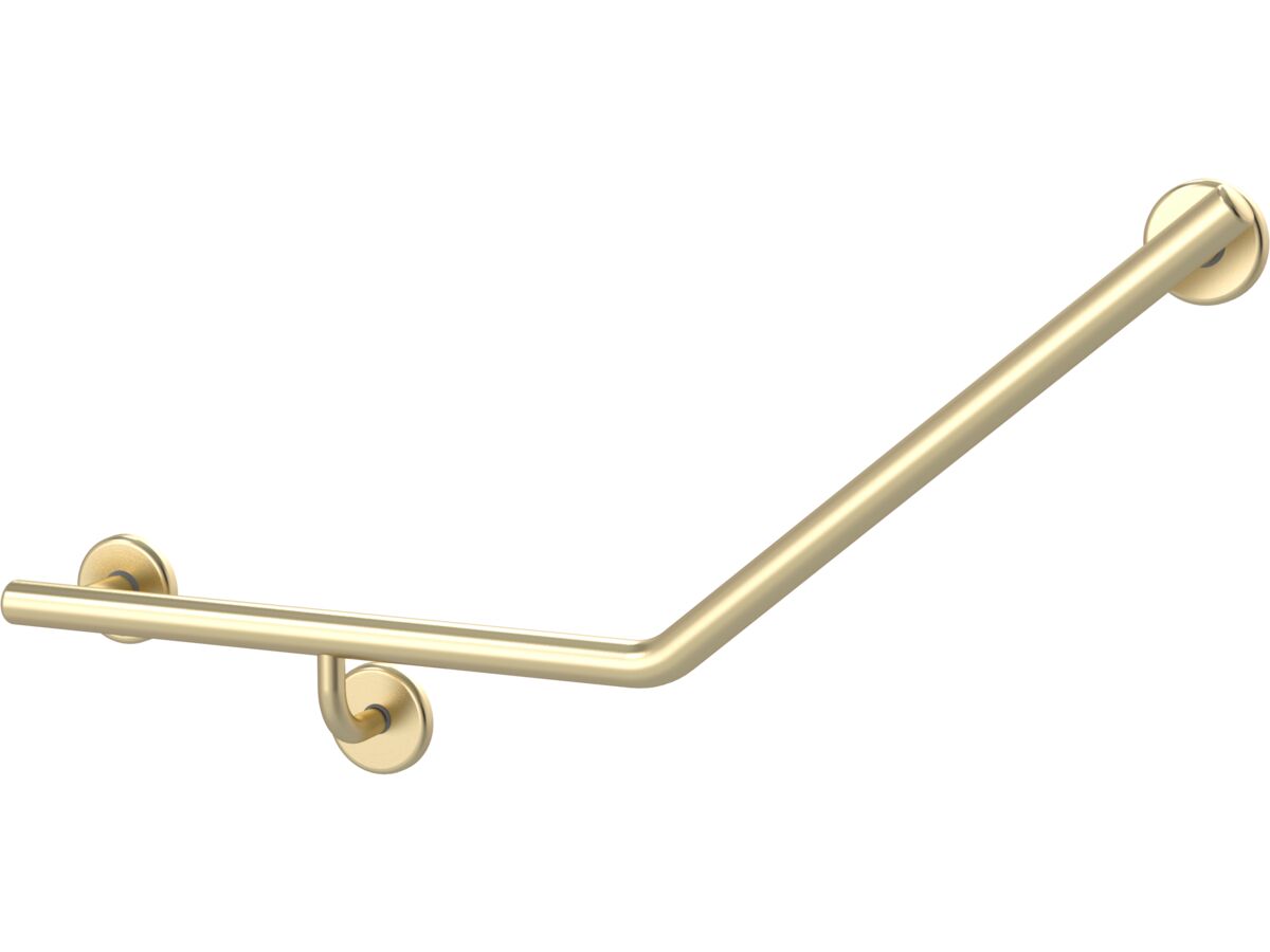 Mizu Drift 450 x 450 x 40 Degree Ambulant Toilet Grab Rail Left Hand Brushed Brass