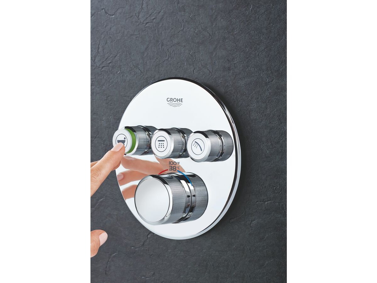GROHE Smart Control Concealed Thermostat 3 Button Round Chrome from Reece