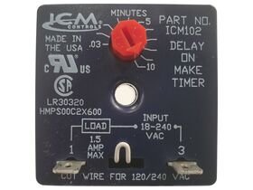 Time Delay Relay, Delay on Make, 10 Minute Adjustable
