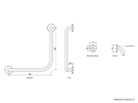 Grab Rail Ambulant 90 Degree 450mm x 450mm No interm