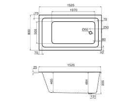 Mizu Bloc Inset Bath 1525 x 800 x 500mm White