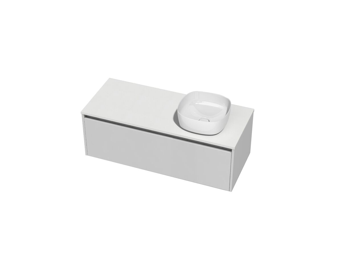Kayla Wall Hung Vanity Unit 1200 I Drawer Cherry Pie Right Hand Soft Basin White