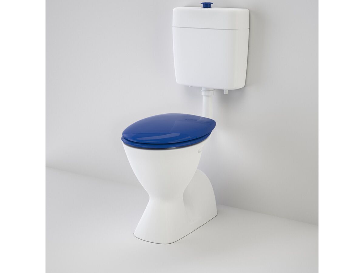 Cosmo Care 4.5/3 White Toilet Suite S Trap with Caravelle Double Flap Sorrento Blue Seat (4 Star)