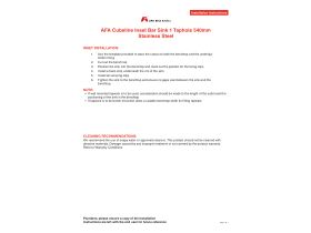 Installation Instructions - AFA Cubeline Inset Bar Sink 1 Taphole 542mm Stainless Steel
