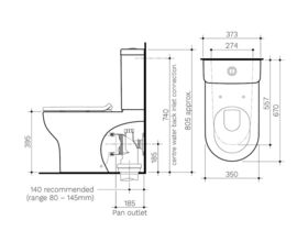 Clark Round Back To Wall Close Coupled Back Entry Toilet Suite White (4 Star)