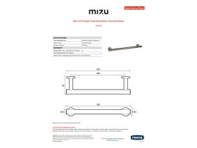 Specification Sheet - Mizu Drift Single Towel Rail 300mm Brushed Nickel