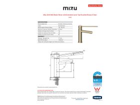 Specification Sheet - Mizu Drift MK2 Basin Mixer with Extended Lever Tap Brushed Brass (5 Star)