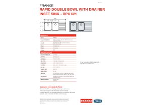 Technical Guide - Franke Rapid RPX621 Double Bowl Inset Sink Only Left Hand Bowls-Right Hand Drain Stainless Steel