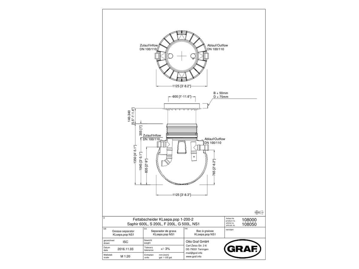 Graf Grease Trap 600 Litre Class B from Reece