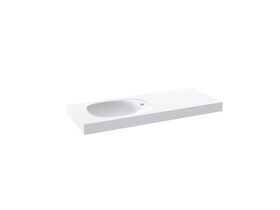 Kado Lussi 1200mm Left Hand Wall Basin with Overflow 1 Taphole Matte White Solid Surface