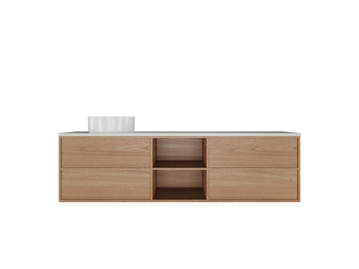 Kado Aspect 1800mm Wall Hung Vanity Unit with Shelf Single Bowl Thin Caesarstone Top